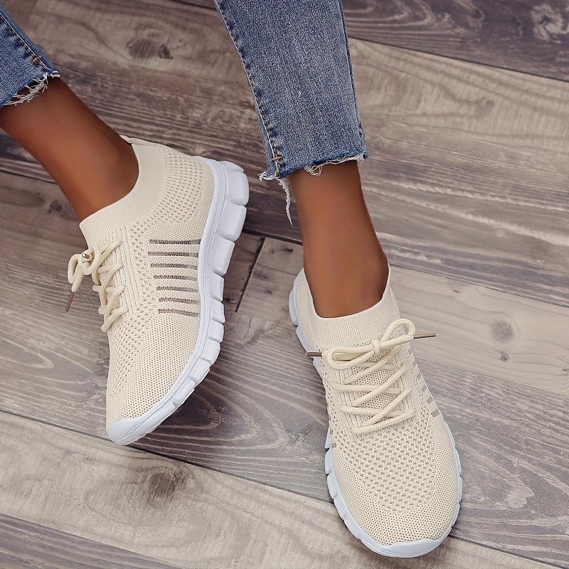 Women's Knitted Breathable Sports Shoes Low Top Walking Sneakers