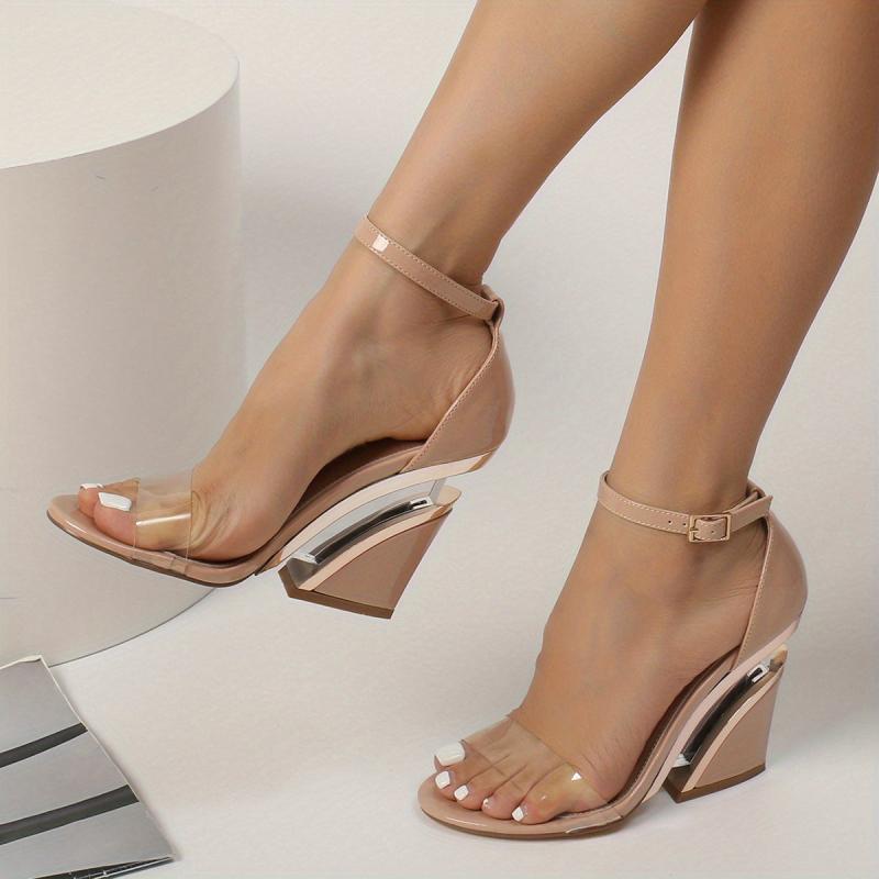 Women's Transparent Strap Wedge Sandals Comfortable Buckle Strap Shoes
