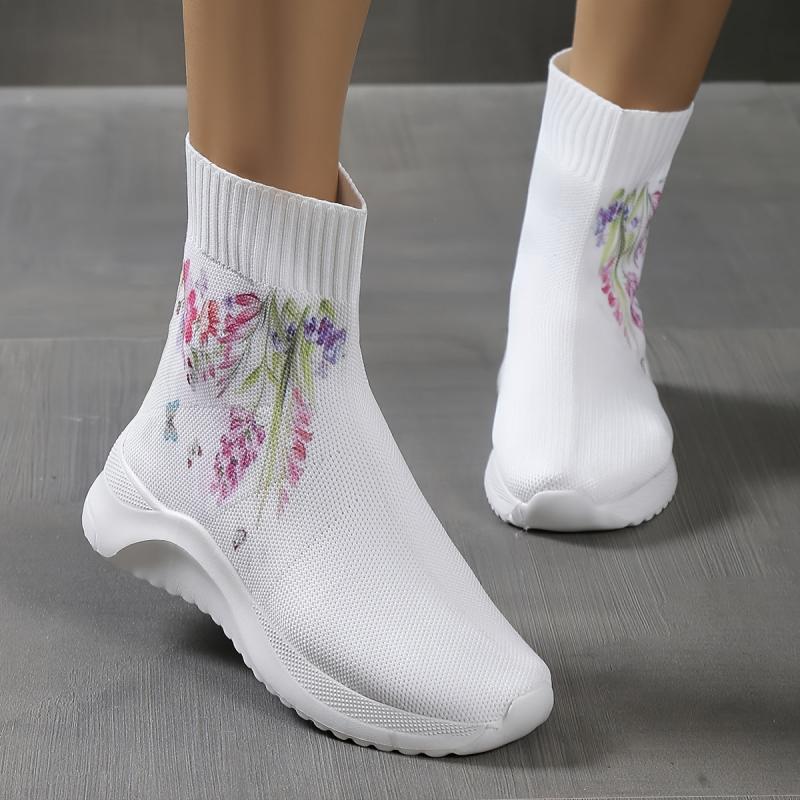 Women's Floral High Top Sock Boots Stretch Ankle Sneakers