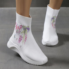 Women's Floral High Top Sock Boots Stretch Ankle Sneakers