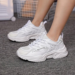 Breathable Mesh Sneakers for Women - Low Top Lace Up Running Shoes