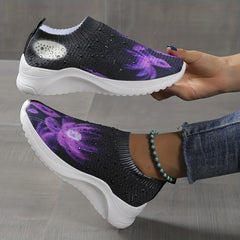 Women's Floral Printed Sock Shoes Casual Slip On Low Top Shoes