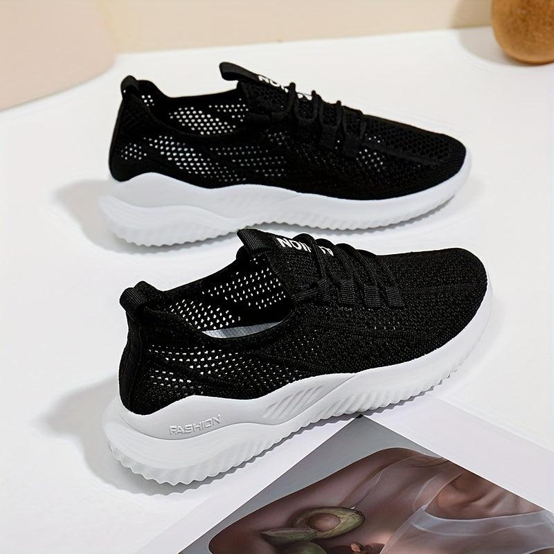 Women's Breathable Woven Sneakers Casual Lace Up Outdoor Shoes