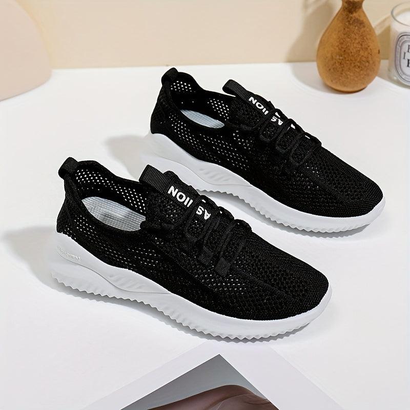 Women's Breathable Woven Sneakers Casual Lace Up Outdoor Shoes