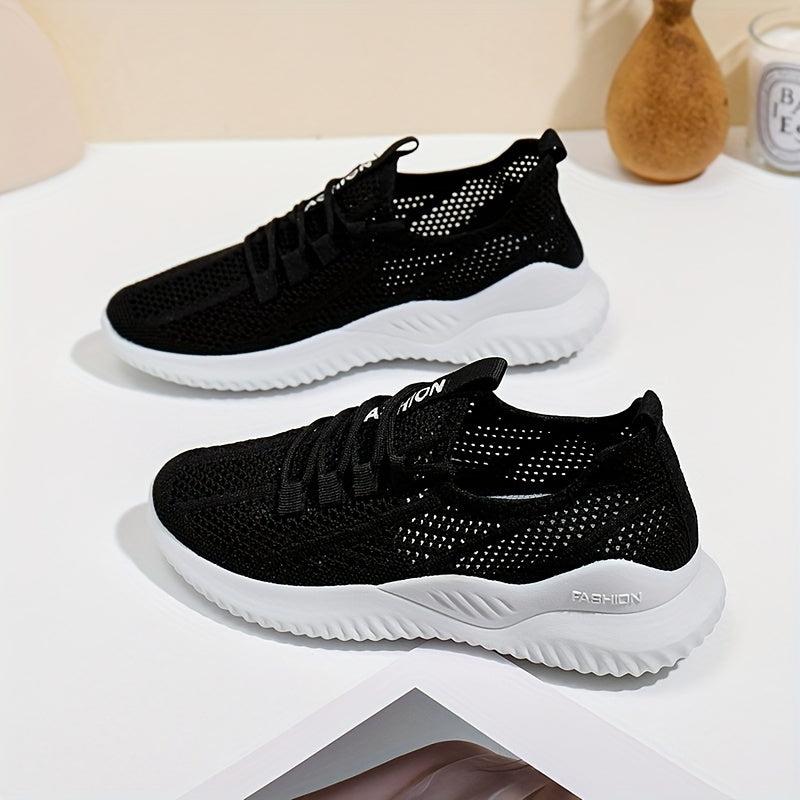 Women's Breathable Woven Sneakers Casual Lace Up Outdoor Shoes