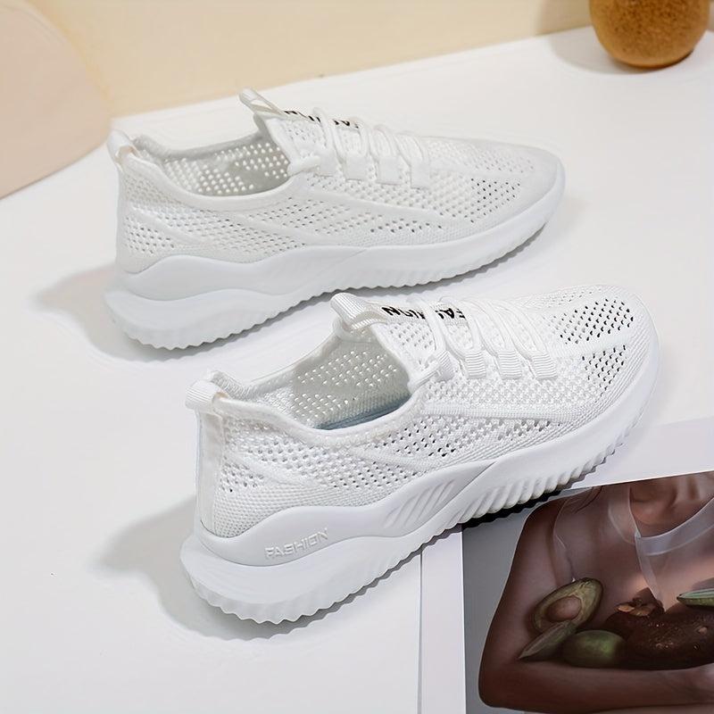 Women's Breathable Woven Sneakers Casual Lace Up Outdoor Shoes