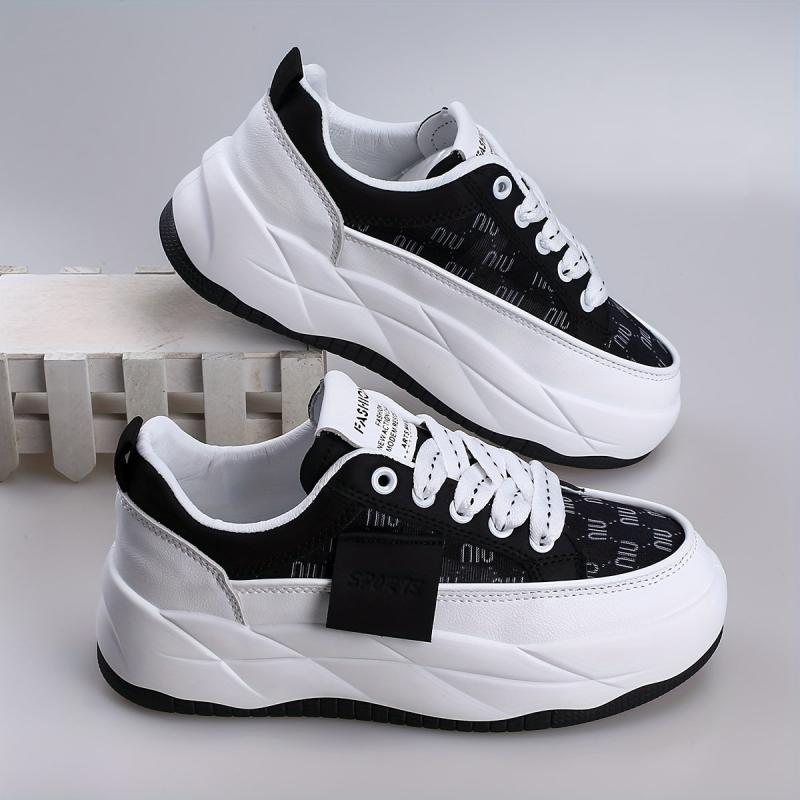 Women's Breathable Mesh Platform Sneakers Casual Lace Up Outdoor Shoes