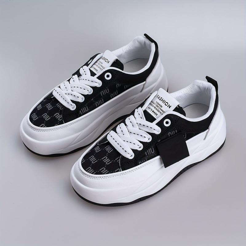 Women's Breathable Mesh Platform Sneakers Casual Lace Up Outdoor Shoes