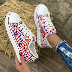 Women's Flag Canvas Sneakers Low Top Shoes