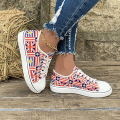 Women's Flag Canvas Sneakers Low Top Shoes