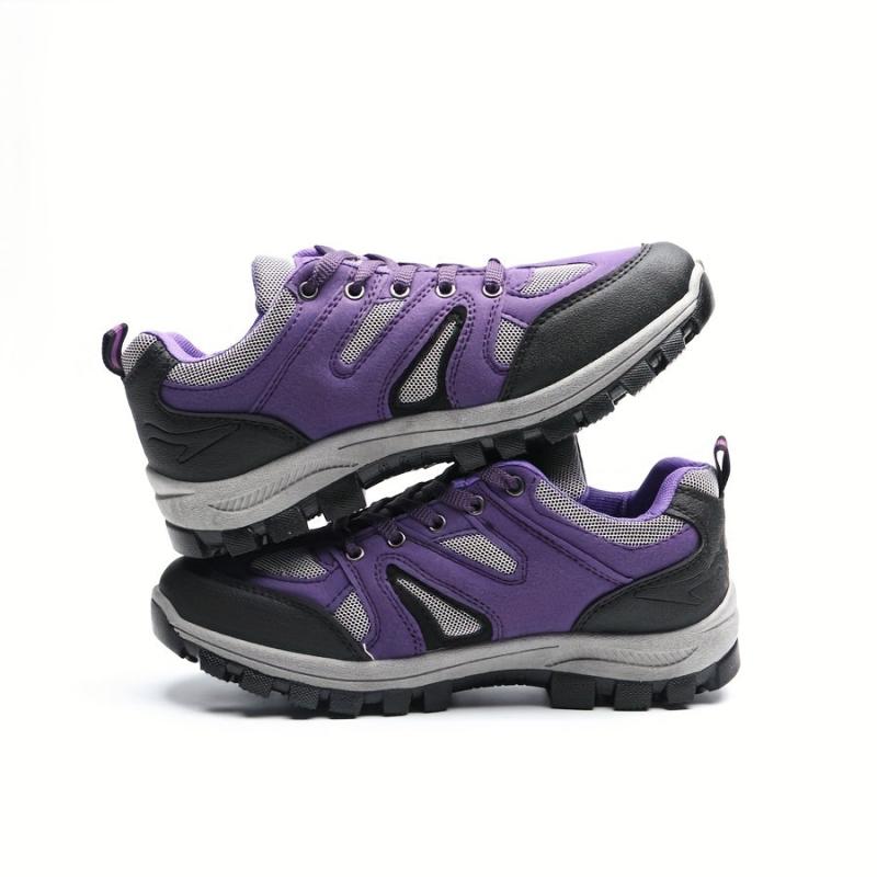 Colorblock Platform Sneakers Lace Up Round Toe Non slip Hiking Shoes