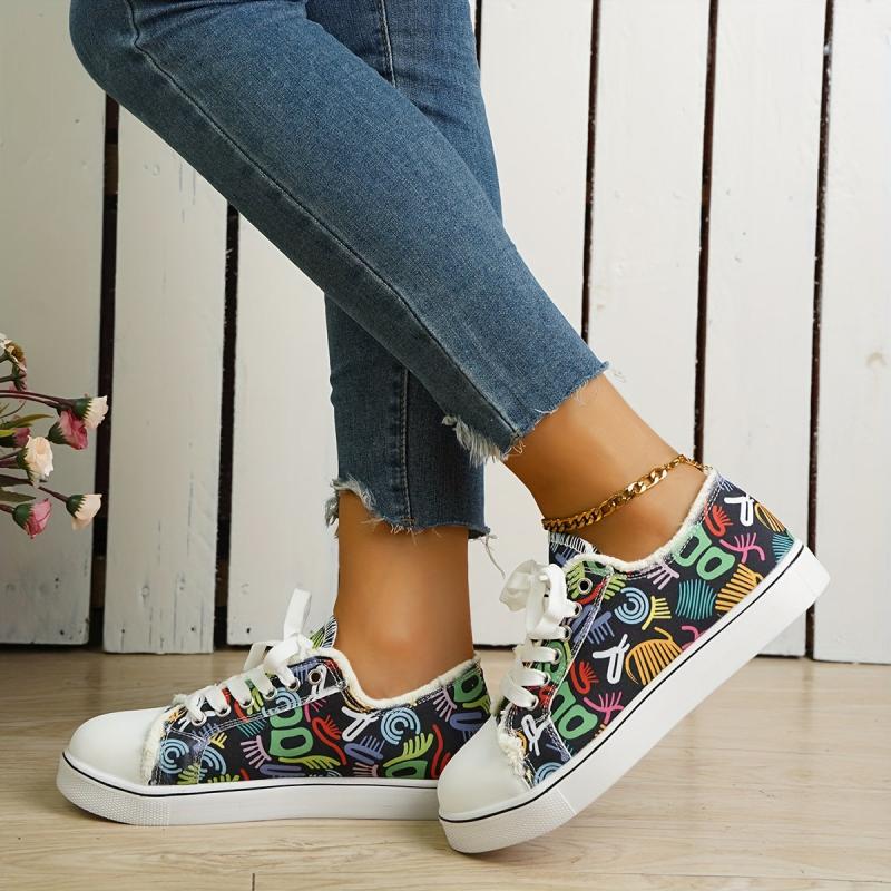 Women's Graffiti Print Sneakers Lightweight Canvas Shoes