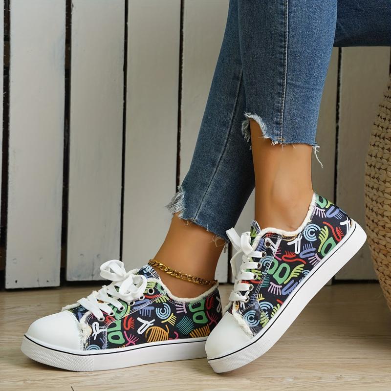 Women's Graffiti Print Sneakers Lightweight Canvas Shoes