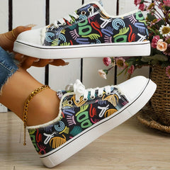Women's Graffiti Print Sneakers Lightweight Canvas Shoes