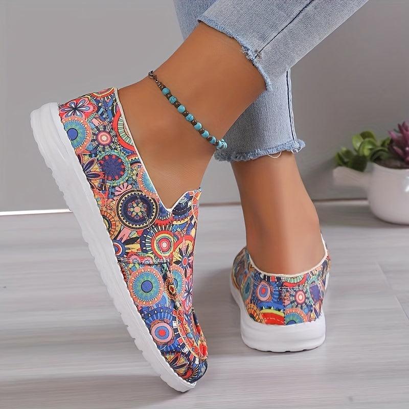 Women's Tribal Print Canvas Slip-On Shoes Lightweight
