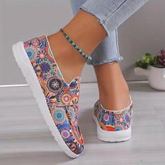 Women's Tribal Print Canvas Slip-On Shoes Lightweight