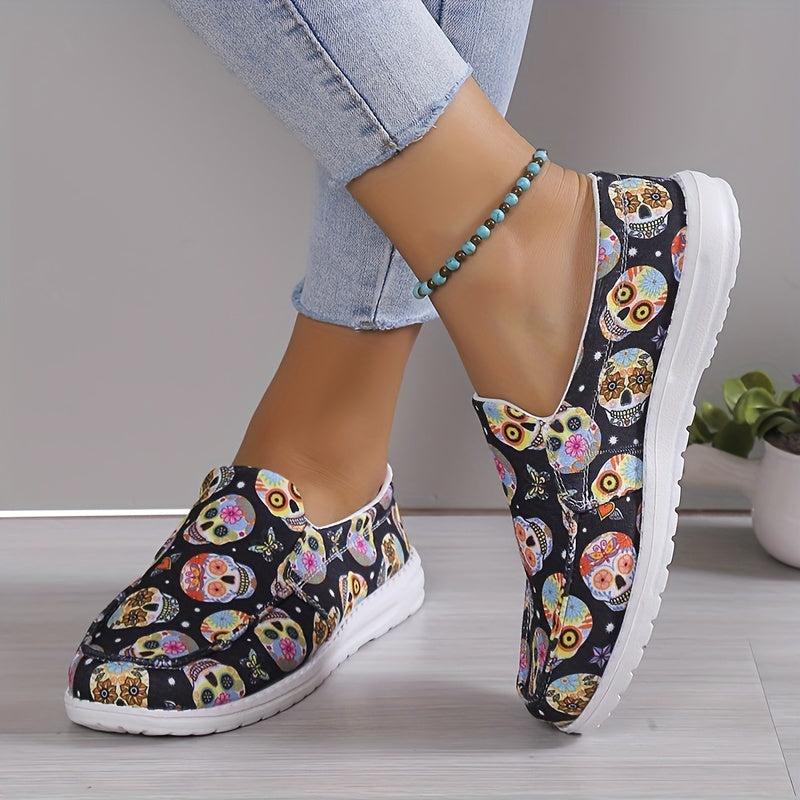 Women's Tribal Print Canvas Slip-On Shoes Lightweight