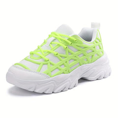 Women's Mesh Chunky Sneakers Lace Up Low Top Sport Shoes