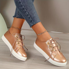 Women's Lightweight Platform Sneakers Low Top Casual Shoes