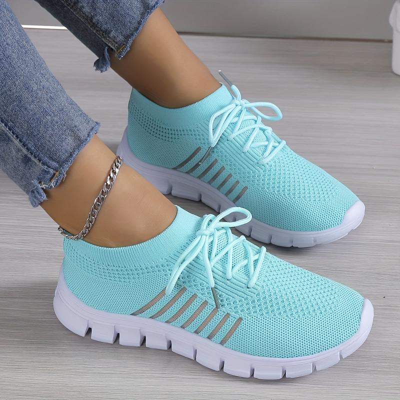 Women's Knit Mesh Sneakers Casual Slip On Shoes Breathable Trainers