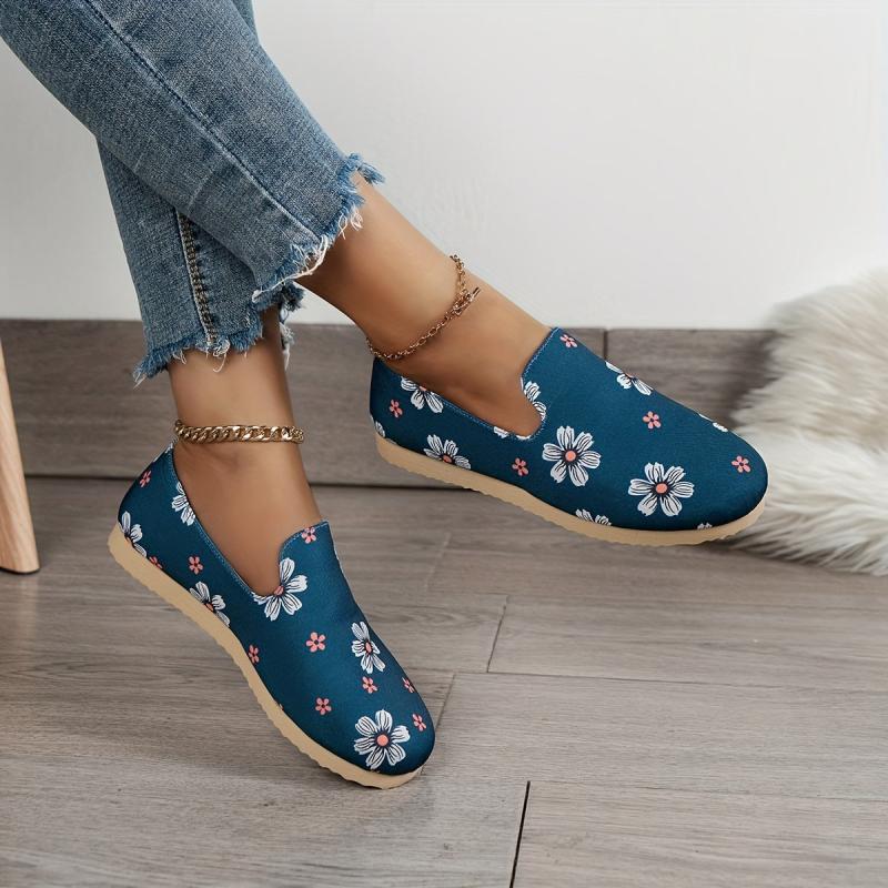 Women's Floral Slip-On Sneakers Lightweight Outdoor Shoes