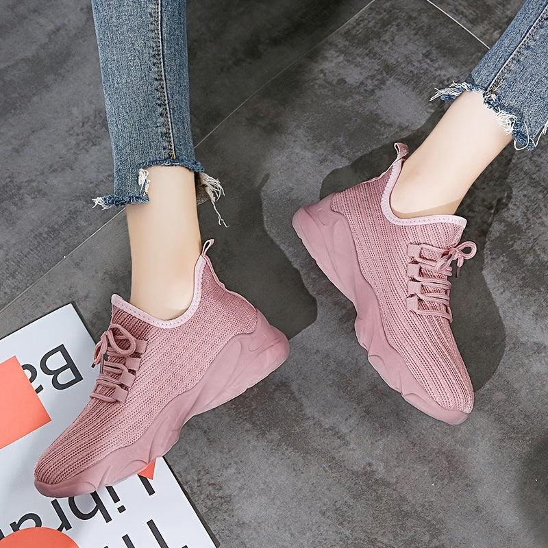 Breathable Knit Sneakers Low Top Lace Up Casual Shoes
