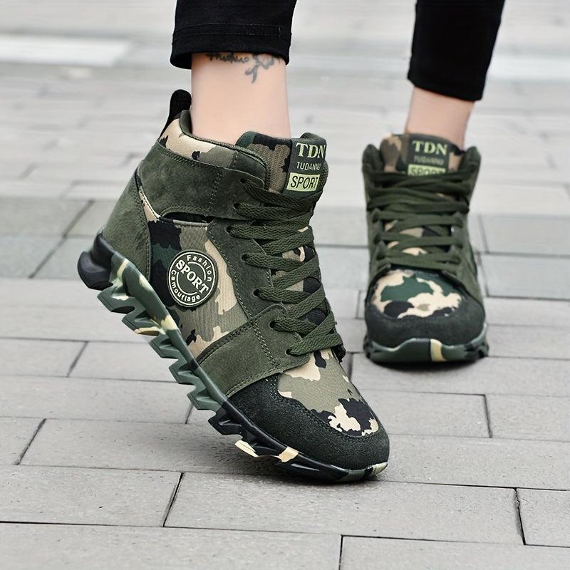 Women's Camo Combat Boots High Soft Sole Round Toe Non slip Outdoor Hiking Shoes