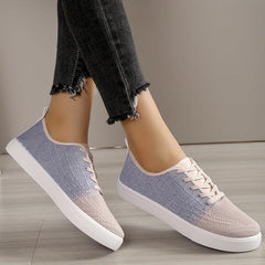 Ombre Knit Sneakers Low Top Lace Up Casual Walking Shoes