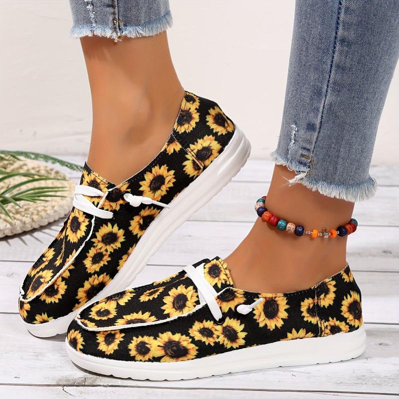 Women's Sunflower Flat Canvas Shoes Lightweight Lace Up Loafers