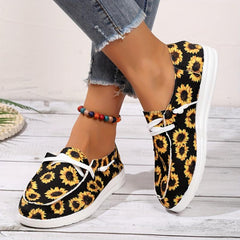 Women's Sunflower Flat Canvas Shoes Lightweight Lace Up Loafers