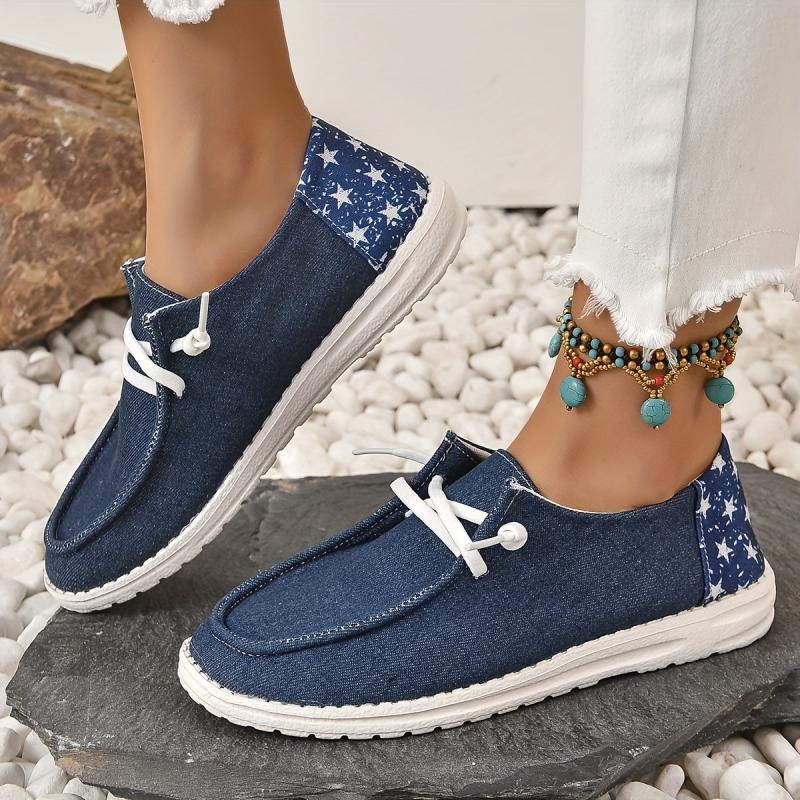 Women's Star Canvas Shoes Casual Lace Up Low Top Lightweight Sneakers