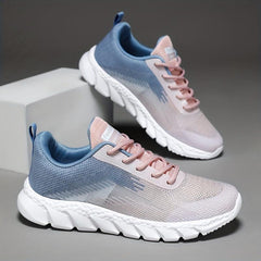 Women's Mesh Sneakers Low Lace Up Round Toe Soft Sole Flatform Shoes