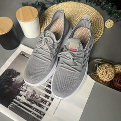 Women's Breathable Knit Sports Shoes Lace Up Low Top Running Sneakers