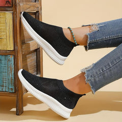 Women's Rhinestone Decor Slip On Sneakers Lightweight Low Top Shoes