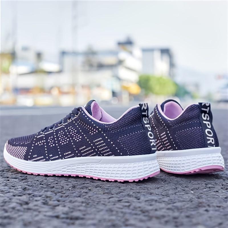 Women's Knitted Low Top Sports Shoes Breathable Lace Up Running Sneakers