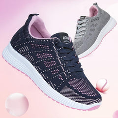 Women's Knitted Low Top Sports Shoes Breathable Lace Up Running Sneakers