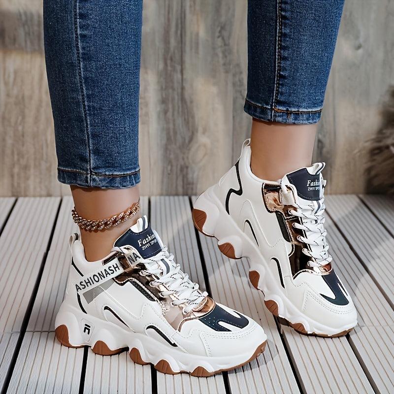Women's Colorblock Chunky Sneakers with Thick Sole