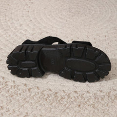 Women's Black Chunky Heel Ankle Strap Sandals