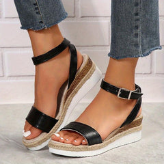 Women's Roman Wedge Sandals Casual Buckle Strap Outdoor Sandals