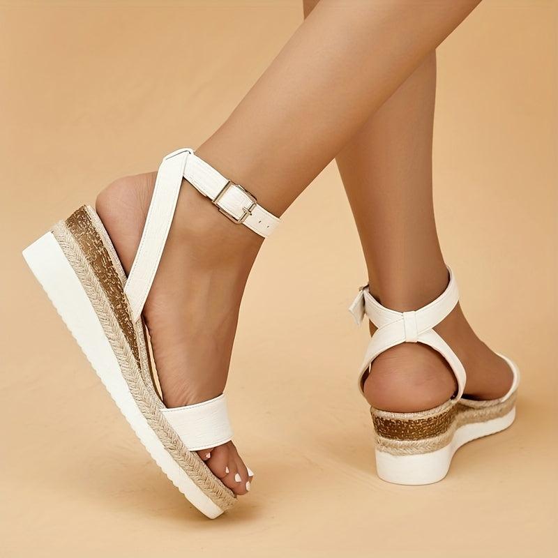 Women's Roman Wedge Sandals Casual Buckle Strap Outdoor Sandals