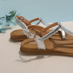Women's Flat Sandals Lightweight Open Toe Buckle Strap Shoes