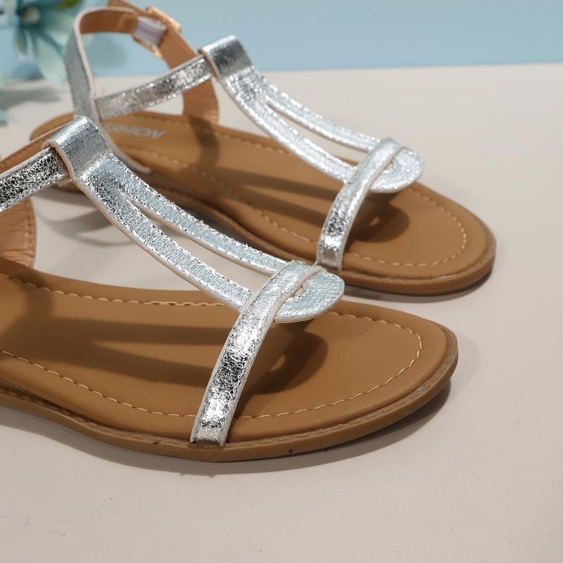 Women's Flat Sandals Lightweight Open Toe Buckle Strap Shoes