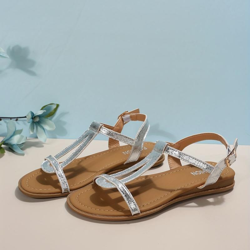 Women's Flat Sandals Lightweight Open Toe Buckle Strap Shoes