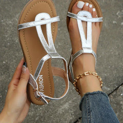 Women's Flat Sandals Lightweight Open Toe Buckle Strap Shoes