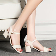 Women's Chunky Heel Sandals Square Open Toe Ankle Strap Shoes