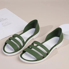 Women's Minimalist Flat Sandals Open Toe PVC Beach Slides