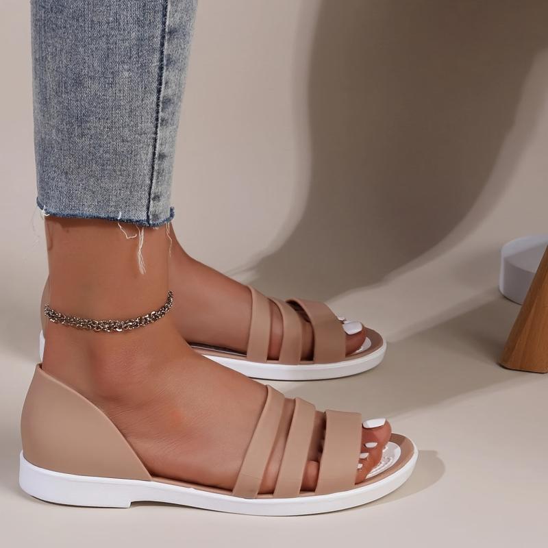 Women's Minimalist Flat Sandals Open Toe PVC Beach Slides