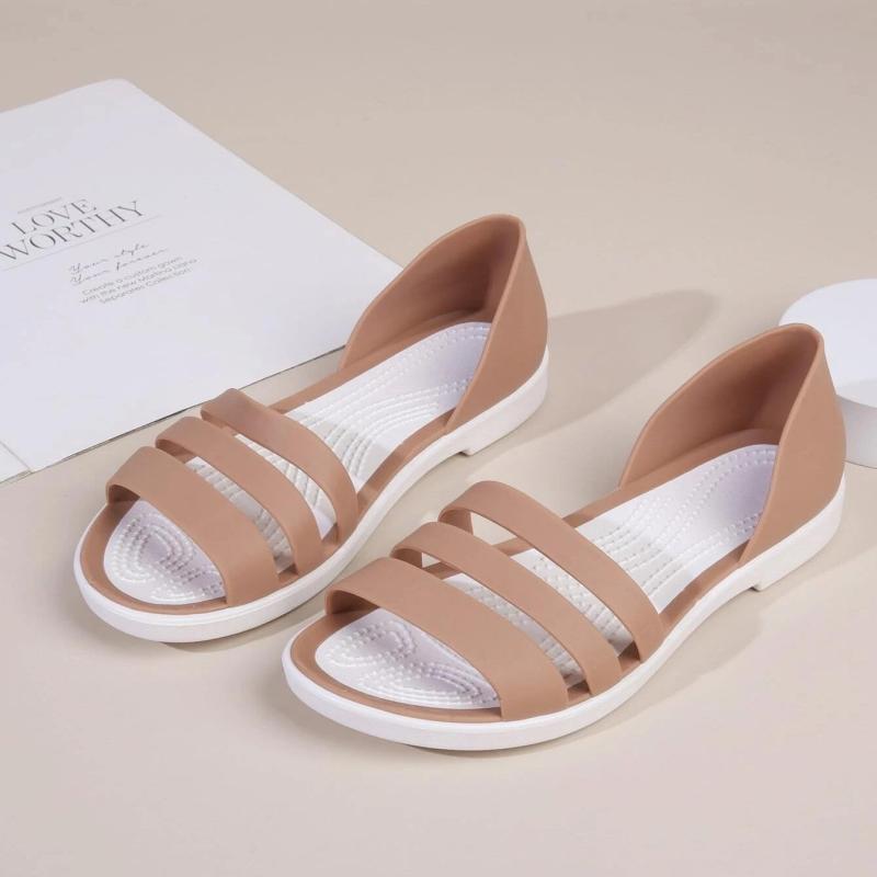 Women's Minimalist Flat Sandals Open Toe PVC Beach Slides