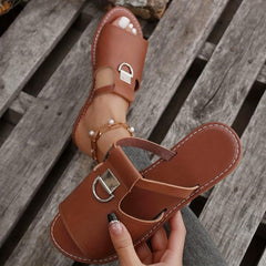 Women's Flat Slide Sandals Open Toe Non Slip Outdoor Beach Slides