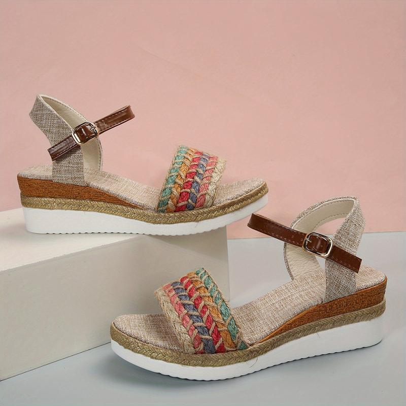 Women's Espadrille Wedge Sandals Open Toe Ankle Strap Shoes